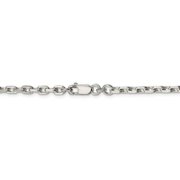 4mm Sterling Silver Solid Beveled Oval Cable Chain Necklace, 24 Inch - Picture 4 of 8
